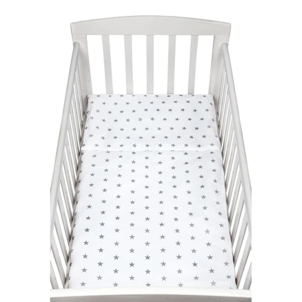 2-dielne posteľné obliečky New Baby 90/120 cm sivé hviezdičky - Biela