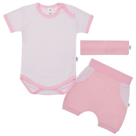 3-dielna letná bavlnená súprava New Baby Perfect Summer svetlo - Ružová