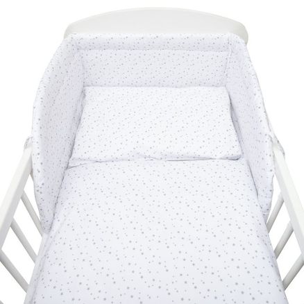 3-dielne posteľné obliečky New Baby 90/120 cm biele sivé hviezdičky - Biela