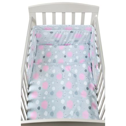 3-dielne posteľné obliečky New Baby 90/120 cm obláčiky ružové - Ružová