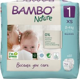 BAMBO Nature Jednorázové plienky 1, 22 ks, pre 2-4 kg