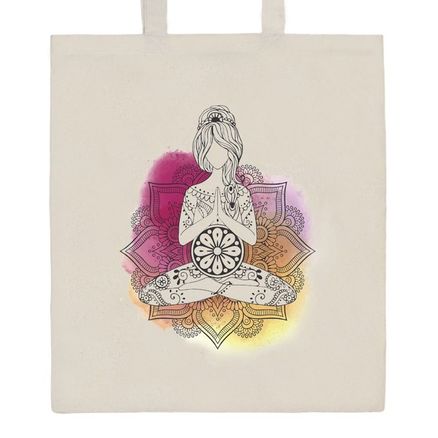 Bavlnená nákupná taška prírodná s potlačou New Baby Mandala - Prírodná