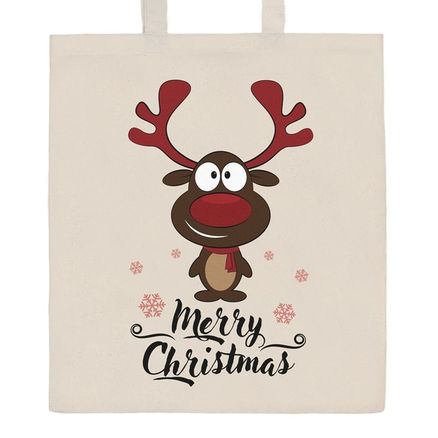 Bavlnená nákupná taška prírodná s potlačou New Baby Merry Christmas - Prírodná