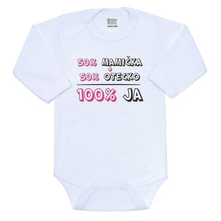 Body s potlačou New Baby 50% MAMIČKA + 50% OTECKO - 100% JA ružové - Ružová