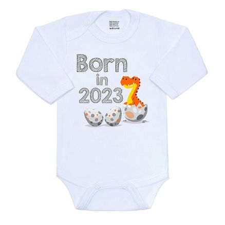 Body s potlačou New Baby Born in 2023 dinosaurus - Biela