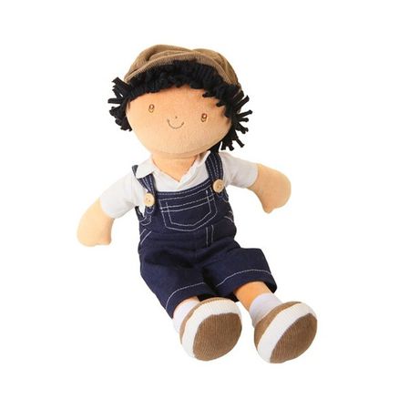 Bonikka látková bábika chlapec Joe – modré džínsové nohavice na traky