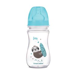 Canpol babies Antikoliková fľaša so širokým hrdlom EasyStart 240 ml PP EXOTIC ANIMALS modrá