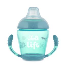 Canpol babies Nevylievací pohár s mäkkým silikónovým náustkom 230 ml SEA LIFE sivý