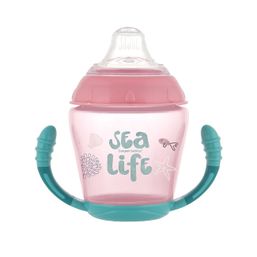 Canpol babies Nevylievací pohár s mäkkým silikónovým náustkom 230 ml SEA LIFE ružový