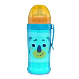 Canpol babies Nevylievacia športová fľaša so silikónovou slamkou 350 ml HELLO LITTLE tyrkysová