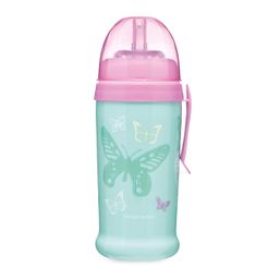 Canpol babies Nevylievacia športová fľaša so silikónovou slamkou 350 ml Motýľ tyrkysová