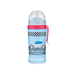 Canpol babies Nevylievacia športová fľaša so silikónovou slamkou 350 ml RACING tmavomodrá