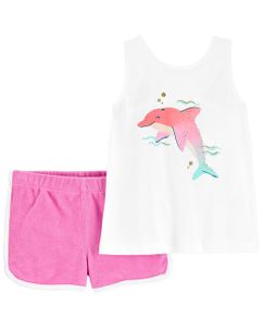 CARTER'S Set 2dielny tričko na ramienka, kraťasy Pink Dolphin dievča 9m