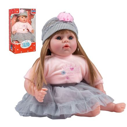 Česky hovoriaca a spievajúca detská bábika PlayTo Nina 46 cm - Sivá