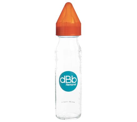 dBb Remond Dbb dojčenská fľaša Sklenená 240 Ml, Cumlík Silikón 0 - 4 mesiace, Orange