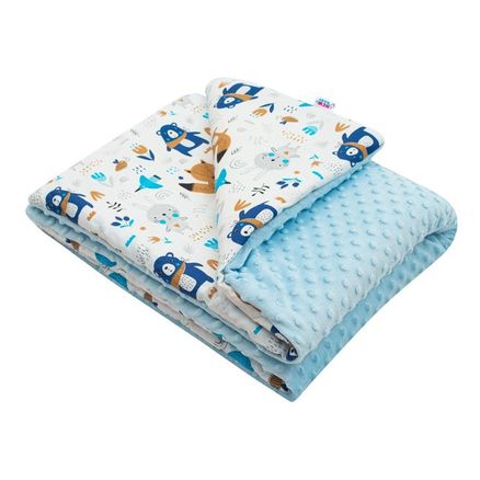 Detská deka z Minky s výplňou New Baby Medvedíkovia modrá 80x102 cm - Modrá