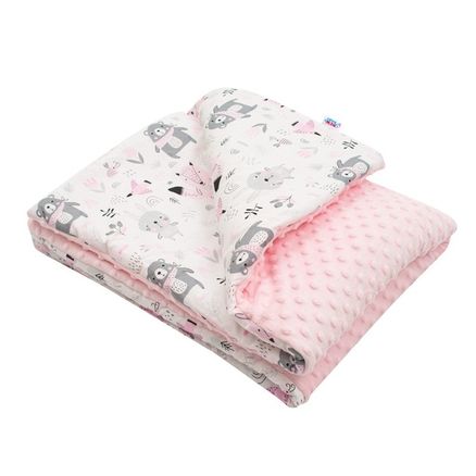 Detská deka z Minky s výplňou New Baby Medvedíkovia ružová 80x102 cm - Ružová