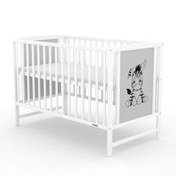 AKCIA Detská postieľka New Baby BEA štandard Zebra bielo - Sivá - Borovica