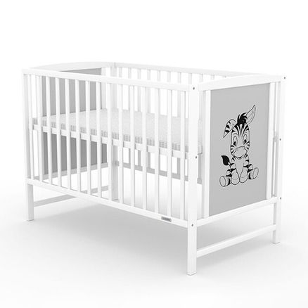 AKCIA Detská postieľka New Baby BEA štandard Zebra bielo - Sivá - Borovica