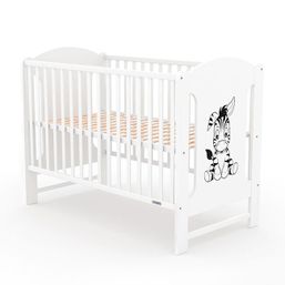 Detská postieľka New Baby ELSA štandard Zebra - Biela - Borovica