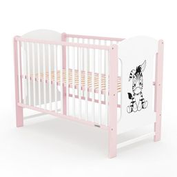 AKCIA Detská postieľka New Baby ELSA štandard Zebra bielo - Ružová - Borovica