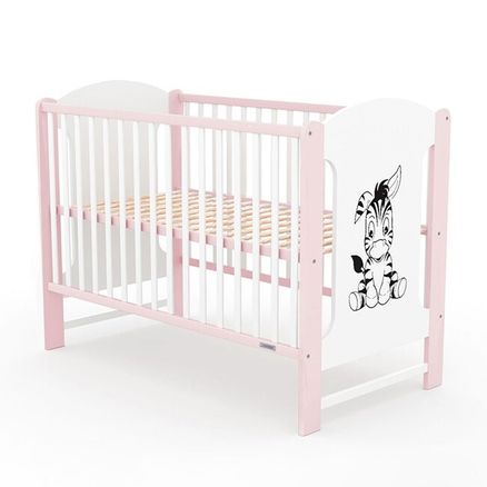 AKCIA Detská postieľka New Baby ELSA štandard Zebra bielo - Ružová - Borovica