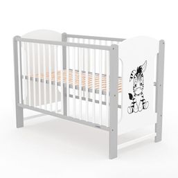 AKCIA Detská postieľka New Baby ELSA štandard Zebra bielo - Sivá - Borovica