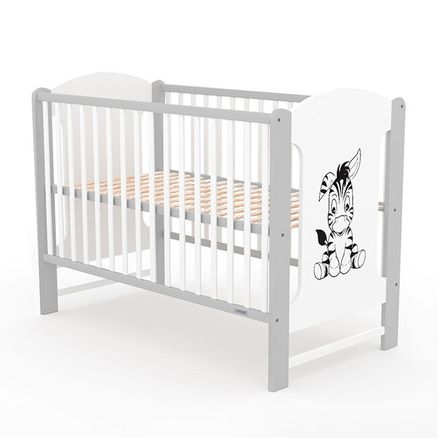 AKCIA Detská postieľka New Baby ELSA štandard Zebra bielo - Sivá - Borovica