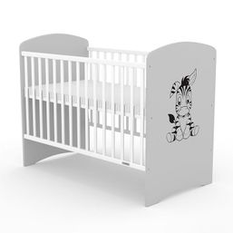 AKCIA Detská postieľka New Baby LEO štandard Zebra bielo - Sivá