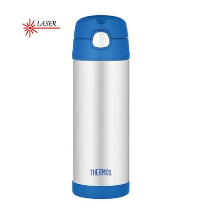 Splash About Detská termoska so slamkou 470ML FUNtainer® - Modrá/nerez