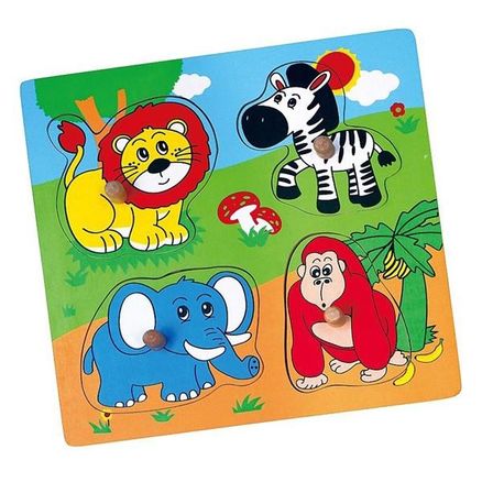 Detské drevené puzzle s úchytmi Viga ZOO - Multicolor