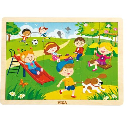 Detské drevené puzzle Viga Jar - Multicolor
