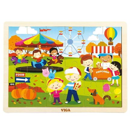 Detské drevené puzzle Viga Jeseň - Multicolor