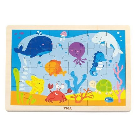 Detské drevené puzzle Viga Oceán - Multicolor
