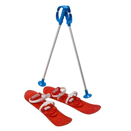 Detské lyže s viazaním a palicami Baby Mix BIG FOOT 42 cm červené - Červená