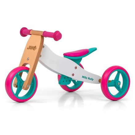 Detské multifunkčné odrážadlo bicykel 2v1 Milly Mally JAKE Classic Candy - Multicolor