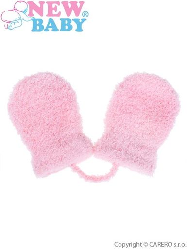 Detské zimné rukavičky New Baby so šnúrkou svetlo ružové - Ružová