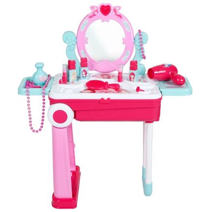 Detský toaletný stolík v kufríku 2v1 Baby Mix - Ružová