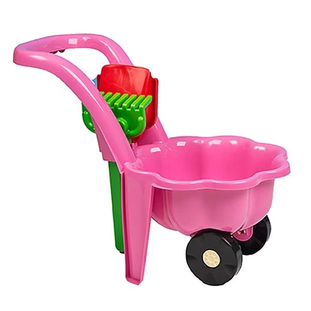 Detský záhradný fúrik s lopatkou a hrabličkami BAYO Sedmokráska ružový - Ružová