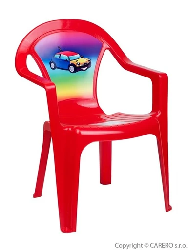 Detský záhradný nábytok - Plastová stolička červená auto - Červená