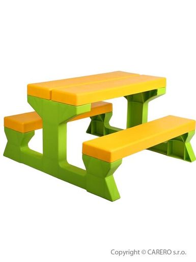 Detský záhradný nábytok - Stôl a lavičky - Žltá