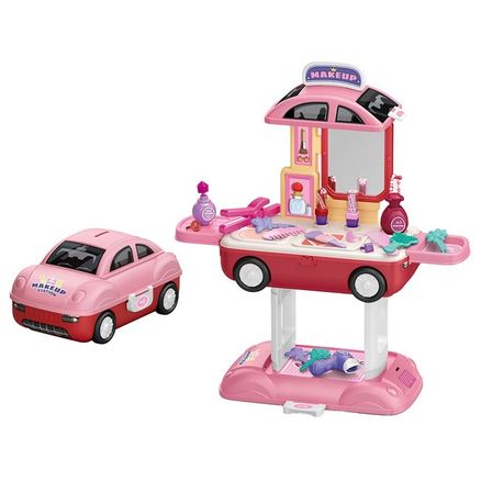 Dievčenský kozmetický salón v aute 2 v 1 BABY MIX - Ružová