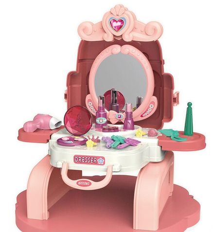 Dievčenský prenosný kozmetický salón 3 v 1 Batoh BABY MIX - Ružová