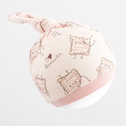 Dojčenská bavlnená čiapočka New Baby Biscuits - Ružová