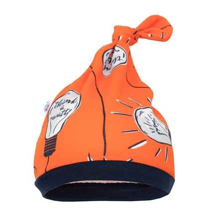 Dojčenská bavlnená čiapočka New Baby Happy Bulbs - Oranžová