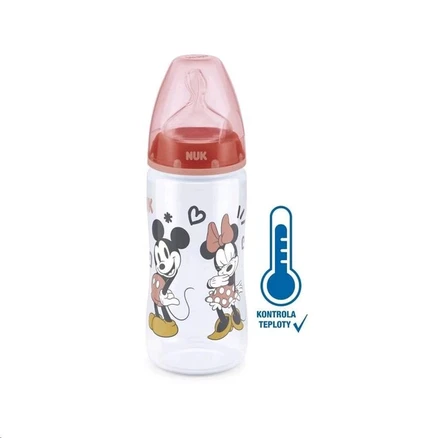 Dojčenská fľaša na učenie NUK Disney Mickey s kontrolou teploty 300 ml červená - Červená