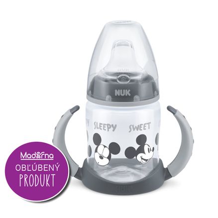 Dojčenská fľaša na učenie NUK Disney Mickey s kontrolou teploty 150 ml - Sivá