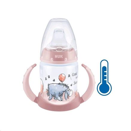 Dojčenská fľaša na učenie NUK Medvedík Pú s kontrolou teploty 150 ml - Ružová