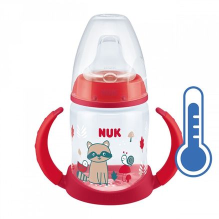 Dojčenská fľaša na učenie NUK s kontrolou teploty 150 ml červená - Červená