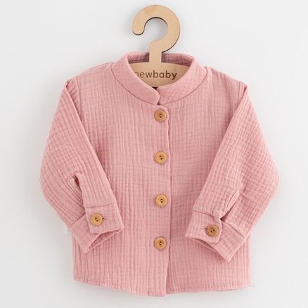 Dojčenská mušelínová košeľa New Baby Soft dress - Ružová